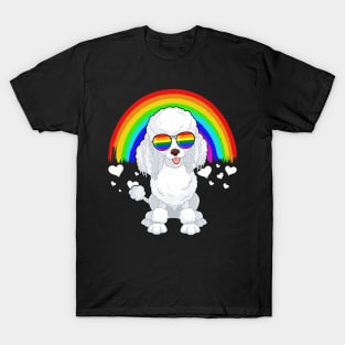 Poodle With Rainbow Sunglasses Gay Pride Lgbt T-Shirt